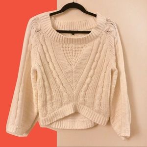 Express Cropped White Sweater